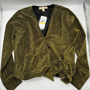 NWT Michael Kors Sparkly gold and black blouse
